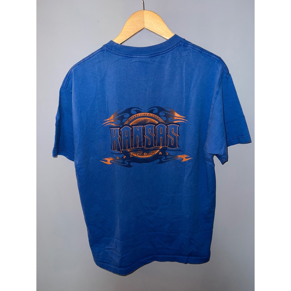 Alstyle Kansas Speedway Racing T-Shirt Blue Mens‎ Large Graphic 2001 Est Tee